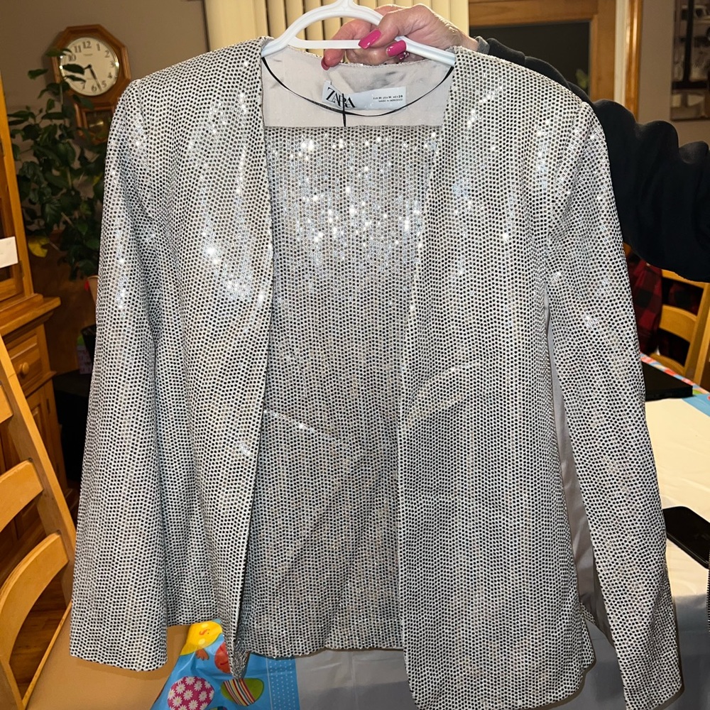 NWT Zara Cape Blazer Sequin - Medium